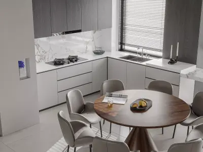 Modern living room dining room interior scenes  194 3D model