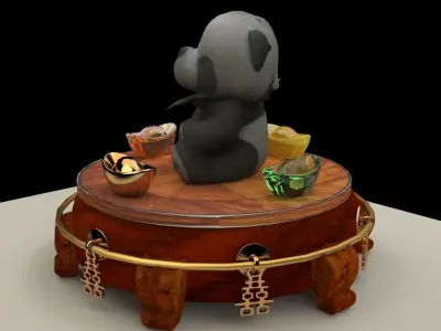 Chinese panda doll Low-poly 3D model