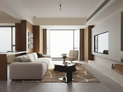 Modern Minimalist Living Room 83 3D model