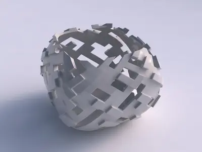 Bowl semi-quadratic with cuts and bulges 3D print model