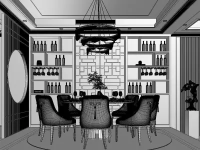 Modern Chinese family restaurant 3D model