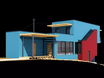 Modern house on a narrow plot 3D model