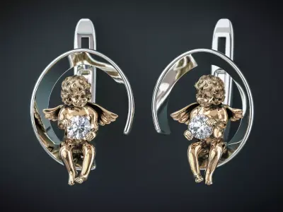 EARRINGS IN THE FORM OF ANGELS Printable Model 3D print model