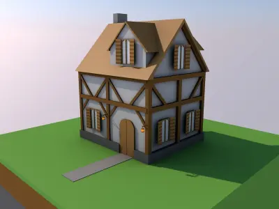 Low-Poly Simple House Free low-poly 3D model