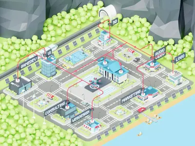 City Town Lowpoly  3D model