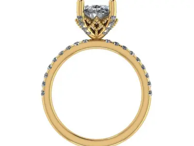 Oval cut solitaire diamond ring 3D print model