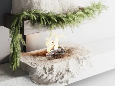 stone fireplace 3D model