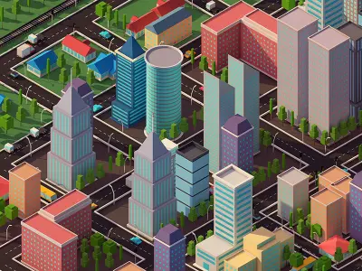 Low Poly City Pack Low-poly 3D model