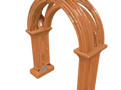 Decorative Wooden Archway Column Model Low-poly 3D model