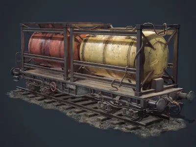 Railway Oil Tank Low-poly 3D model
