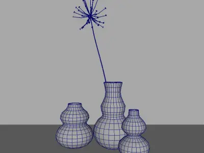 vase dry lilly set 3D model