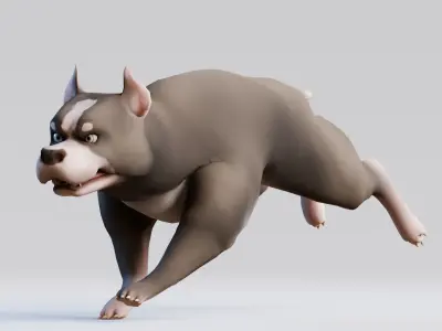 Low poly - Stylized dog - Pitbull Low-poly 3D model