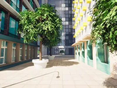 City Downtown Skyscraper Street - Unreal - Lot 11 Low-poly 3D model