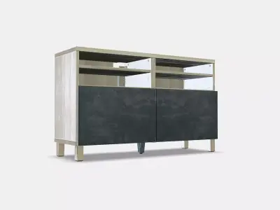 BESTA TV bench with doors 3 Low-poly 3D model