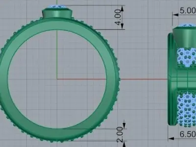 Bezel Ring English Lock Earring Set 2428 3D print model