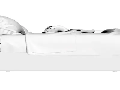 Yellow and grey bed linen 3D model