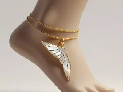 Wings of Selene Mother of Pearl Gold Anklet 3D print model