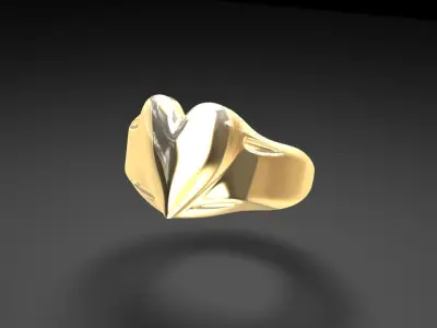 Luxury Gold Ring Heart 3D print model