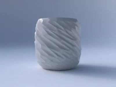 Bowl cylindrical with fine twisted organic cells 3D print model