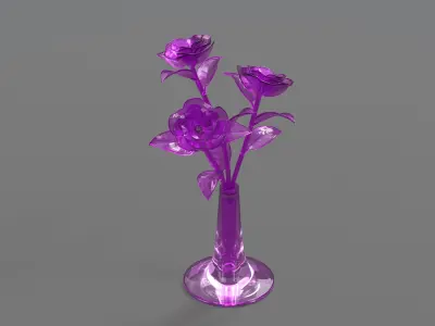 Glass Flower Showpiece Pink 3D model
