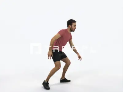 Flow 09E Football Changing Direction Sports Man Low-poly 3D model