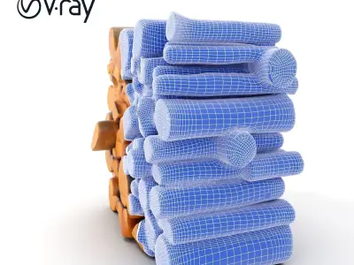 Stacked Wooden Logs Model Pack Low-poly 3D model