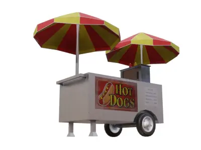 Hot dog cart Low-poly 3D model