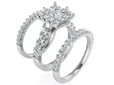 Square Halo Ring With Double Band 2771 3D print model