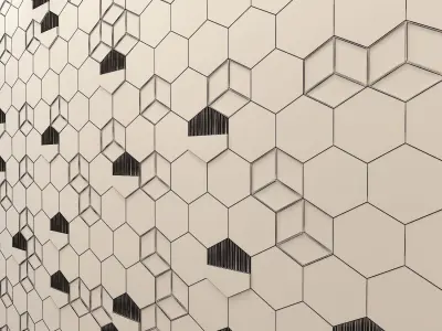 wall-panel glass wall with hexagonal pattern 3D model