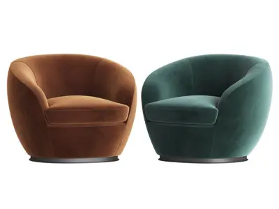 Luxury Italian Designer Velvet Swivel Armchair 3D model
