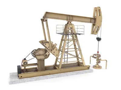 Oil Pumpjack Animated 3 Low-poly 3D model