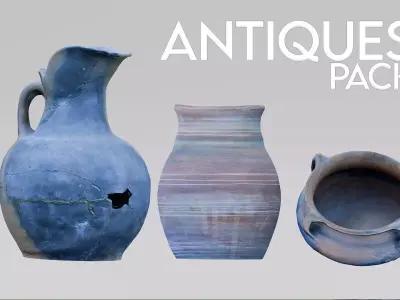 Vase collection - Photogrametry pack Low-poly 3D model