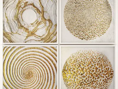 Collection of paintings with gold for walls 11 3D model