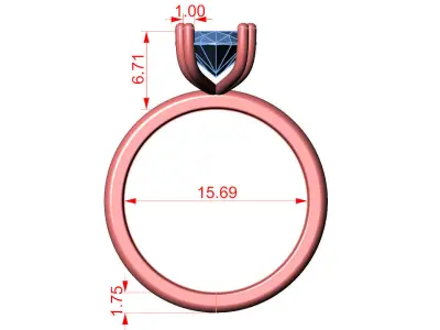 Solitaire Ring 3D print model 29