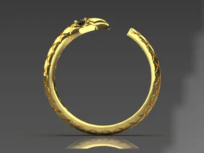 Luxury yellow gold snake design ring jr00132 3D print model