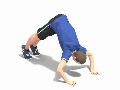 Pike Pushups  Exercise Man Animation Low-poly 3D model