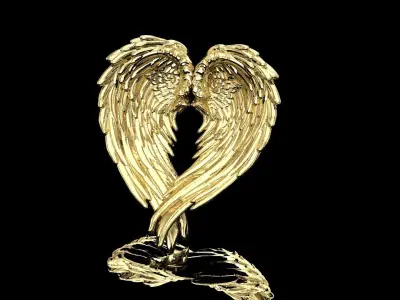 wings heart pendant 3D print model