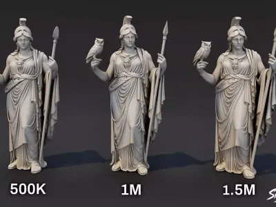 Athena High-Poly Statue Pack 3D model