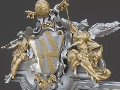 Pediment of Travi fountain 3D model