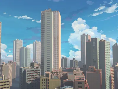 3D procedural anime cartoon city  3D model