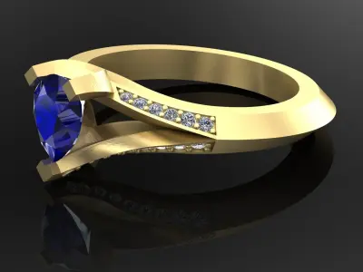 Classic ring with Pear Stone  3D print model