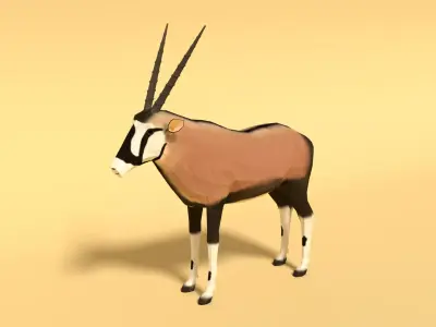 Low Poly Cartoon Gemsbok Oryx Gazella Low-poly 3D model
