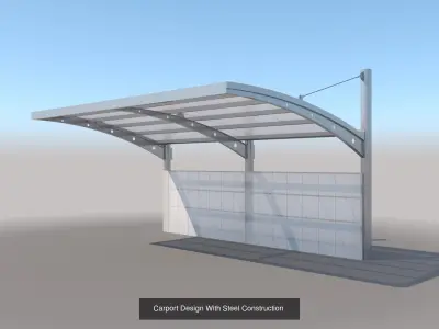 Carports for car wash and parking in fuel stations 3D Model Pack