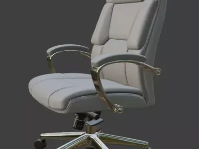White Leather Executive Office Chair High Detail 3D Model 3D model