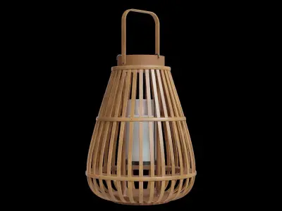 Large Slatted Wood Floor Lantern 3D model