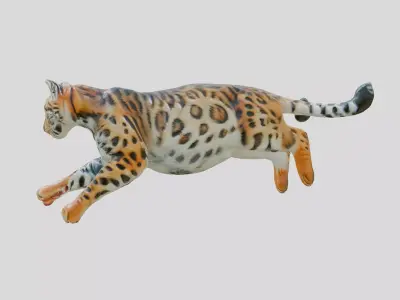 Leaping Bengal Cat Animation Model Low-poly 3D model