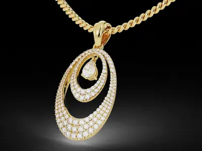 Double Layer Teardrop Diamond Pendant 3D print model