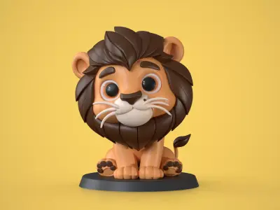 Cute Cartoon Lion 3D Printable Figurine  Funko Style Free 3D print model