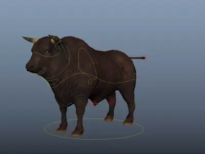 Bull RIg Animated Low-poly 3D model