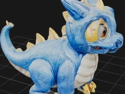 Blue Dragon with Big eyes 3D model